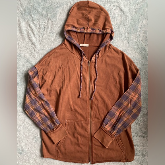 Gilded Intent Pieced Plaid Hoodie SZ M - Picture 14 of 14